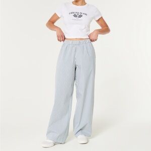 Wide leg poplin pajama pants